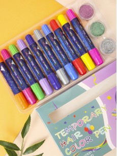 Einweg-temporärer Haarfärbestift 10-Farben-Haarfärbemittel Crayon Glitter Powder Set