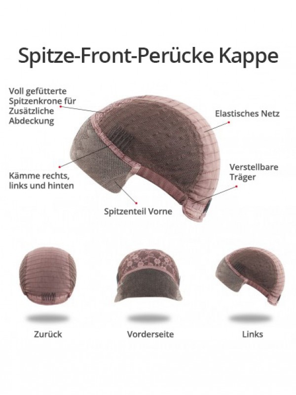 Braun Lang Wellig Spitzefront Echthaar Perücken