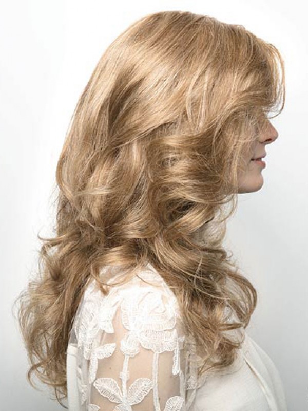 Blonde Lange 20" Ohne Pony Moderne Echthaarperücken