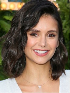 Schwarze Fabelhafte Lace Front Schulterlange Bobs Nina Dobrev Perücke