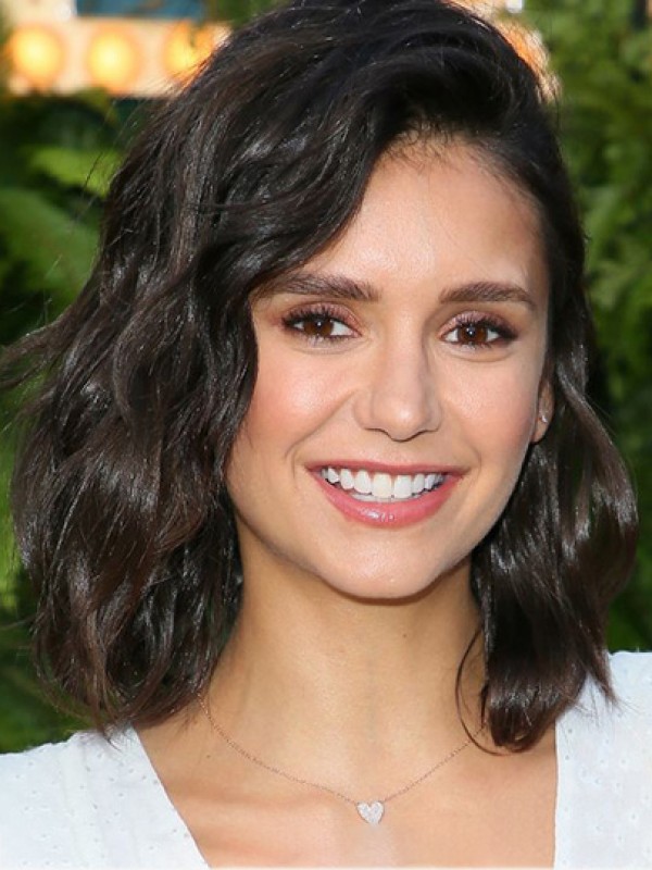 Schwarze Fabelhafte Lace Front Schulterlange Bobs Nina Dobrev Perücke