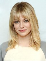 Emma Stone Blond Lang Gerade Echthaar Perücken