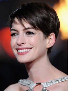 Anne Hathaway Gerade Kurz Spitzefront Echthaar Perücken