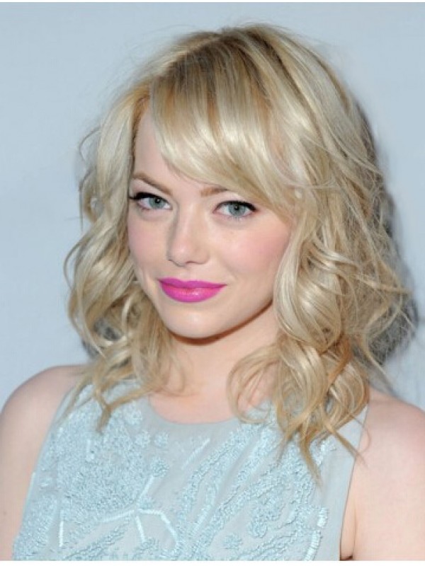 Emma Stone Mittel Wellig Blond Perücken