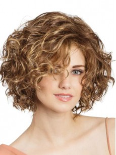 Bob Cut Curly 12" Blonde Lace Front Perücken