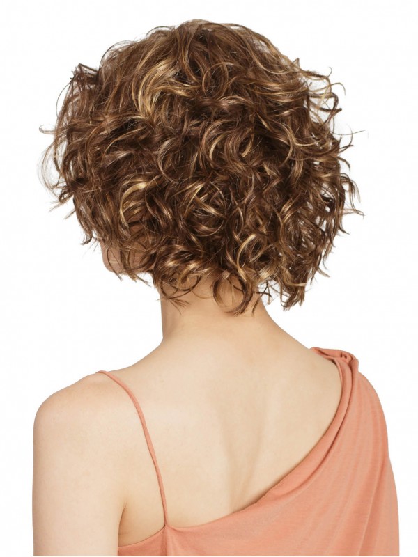 Bob Cut Curly 12" Blonde Lace Front Perücken