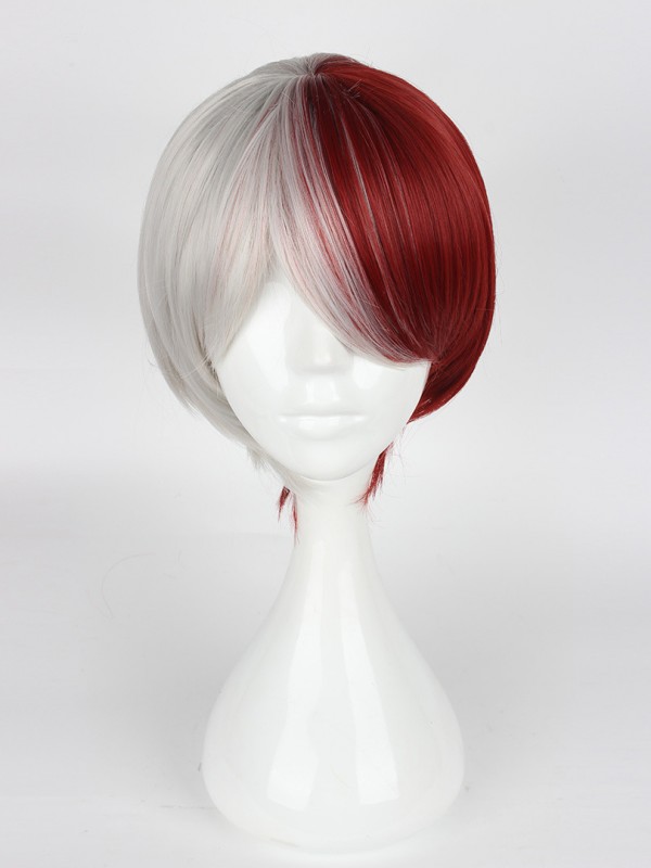 Two-Tones My Hero Academia Todoroki Shoto Kurz Gerade Kunsthaar Kappenlos Cosplay Perücken Mit Dem Pony 10 Inches