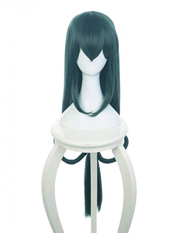 Lang Gerade My Hero Academia Asui Tsuyu Darkcyan Kappenlos Kunsthaar Cosplay Perücken Mit Dem Pony 46 Inches