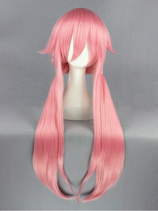 Pink Lang Future Diary Gasai Yuno Kappenlos Kunsthaar Cosplay Perücken Mit Dem Pony 42 Inches