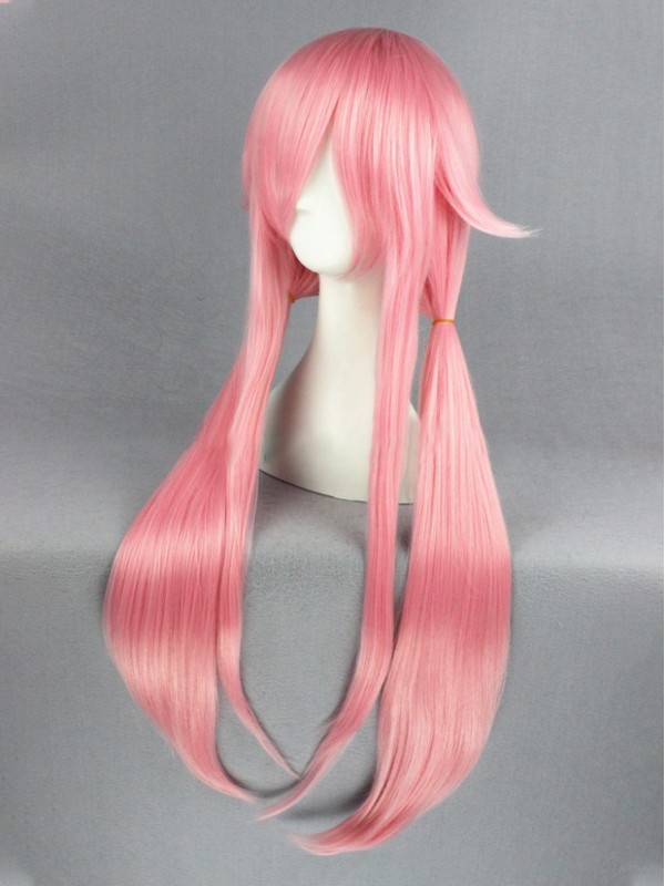 Pink Lang Future Diary Gasai Yuno Kappenlos Kunsthaar Cosplay Perücken Mit Dem Pony 42 Inches