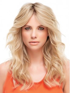 Wellig Blond 100% Echthaar Mono Haarteile