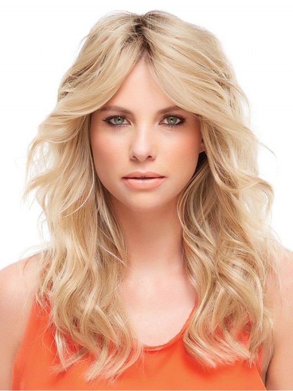 Wellig Blond 100% Echthaar Mono Haarteile